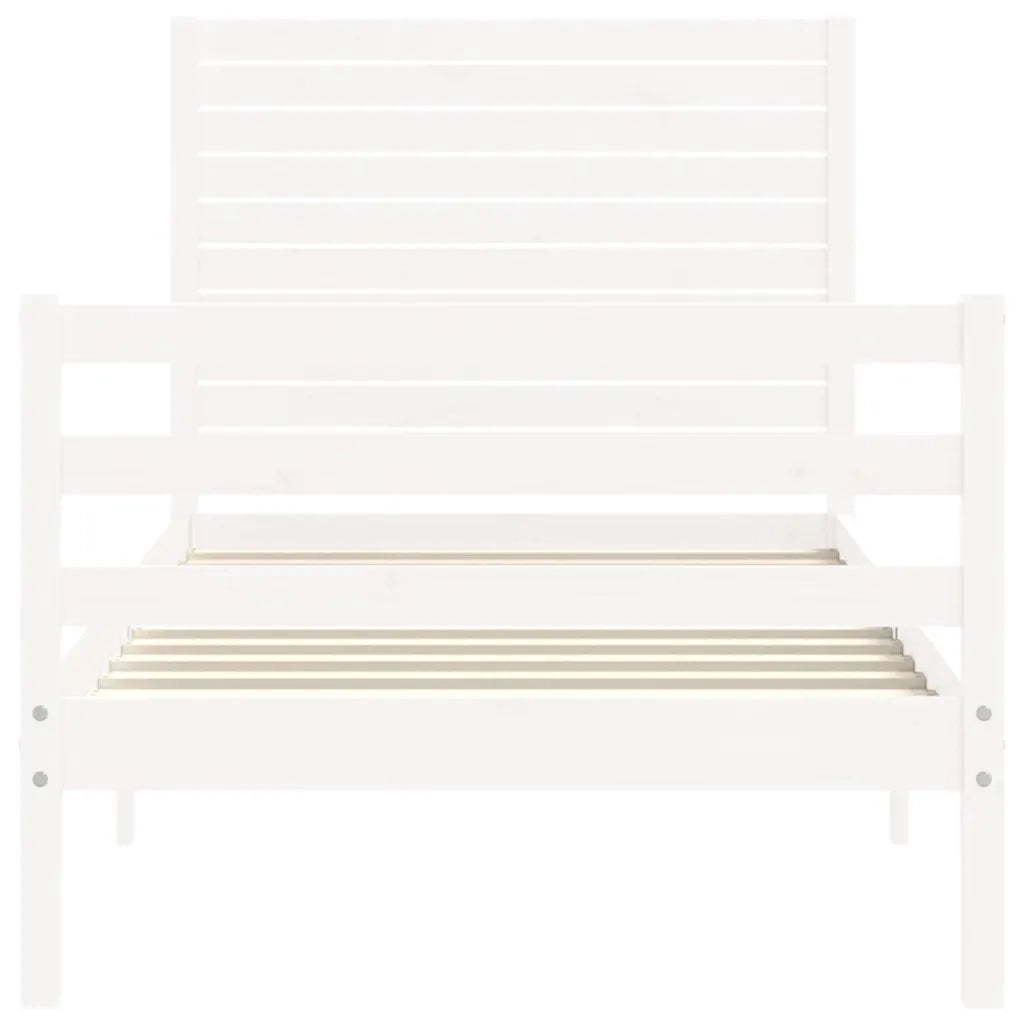 Giroletto con Testiera-Struttura Letto con testiera Bianco 90x200 cm in Legno Massello 436991