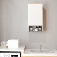 Armadietto Bagno a Muro con Mensole Regolabili e Ripiano Aperto in Legno e MDF,  40x27x77 cm, Bianco