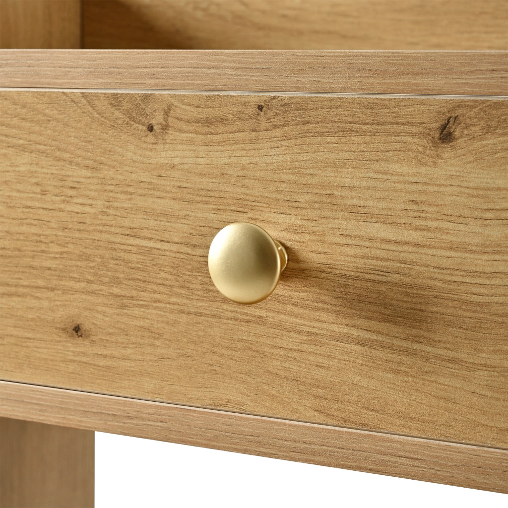 Mobile Scarpiera con 4 Ante a Ribalta; 2 Cassetti e 3 Vani Aperti; Stile Minimalista; in Pannello Truciolare; 110×26×100 cm; Naturale