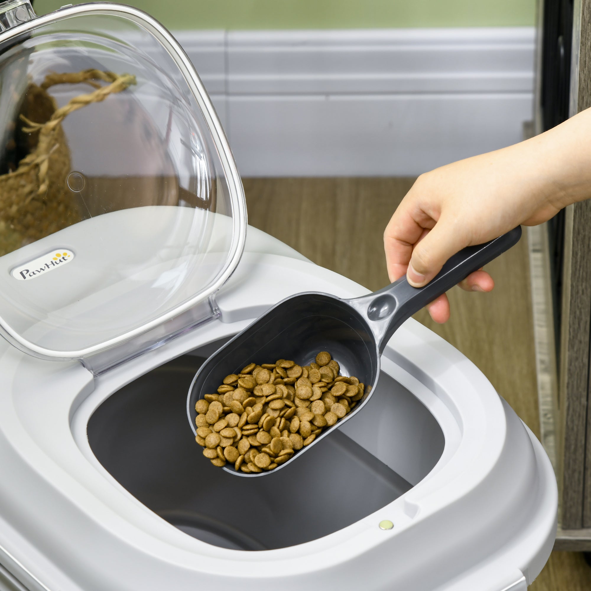 Contenitore Crocchette Cani Ermetico 5-25L con Ruote e Deumidificatore Grigio