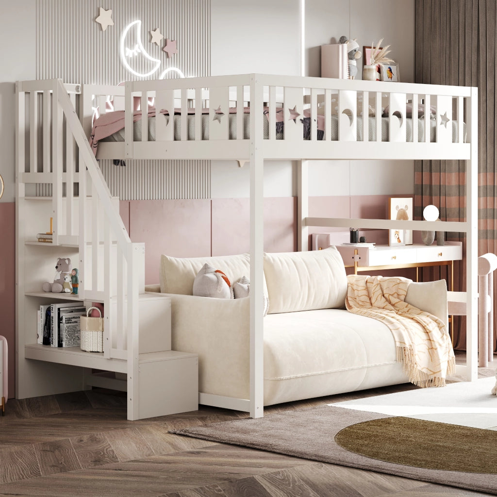 Letto a castello funzionale in legno massiccio 140x200 cm