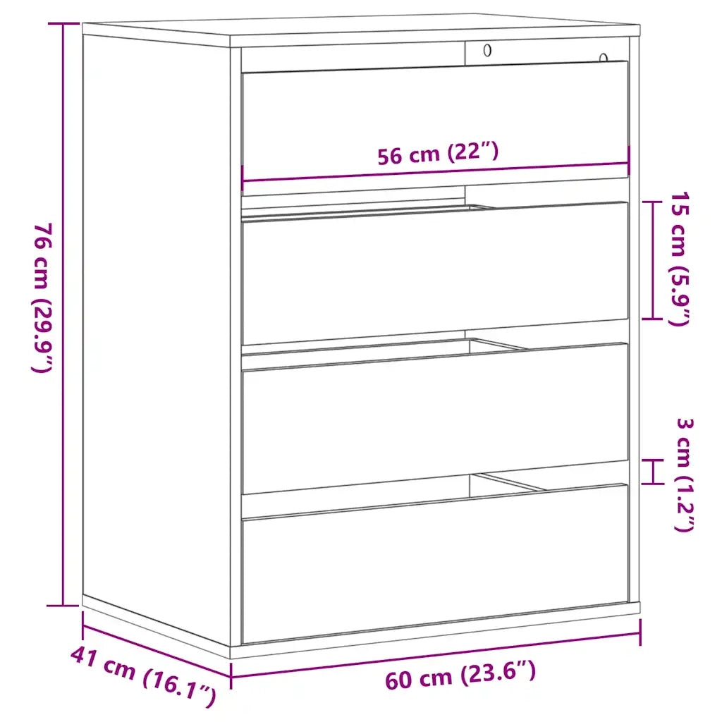 Cassettiera Bianca 60x41x76 cm in Legno Multistrato CFW9679652