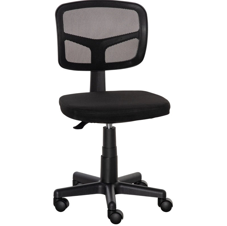 Sedia da ufficio ergonomica nera, regolabile in altezza, girevole, senza braccioli