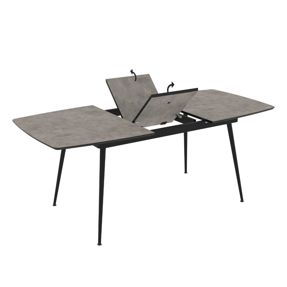Tavolo allungabile Yense colore cemento con gambe nere 145x80x75H