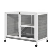 Conigliera da Esterno 2 Livelli 91,5x53,3x73 cm in Legno Grigio