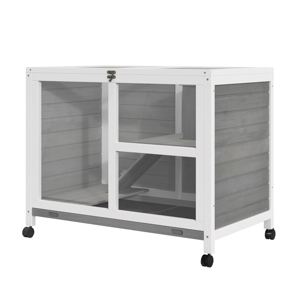 Conigliera da Esterno 2 Livelli 91,5x53,3x73 cm in Legno Grigio