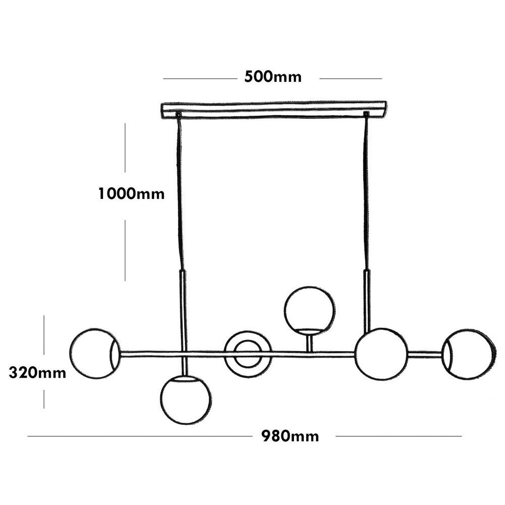 Trade Shop - Lampadario Da Soffitto Moderno A Sospensione Con 6 Sfere Attacco Lampadine G9 B88 -