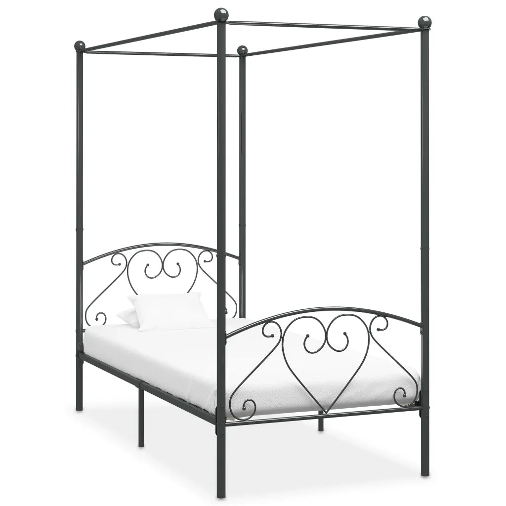 Letto a Baldacchino Grigio in Metallo 120x200 cm  cod mxl 62519
