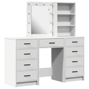 Toeletta | Tavolo da Trucco con cassetto 3 pz Bianco Legno multistrato