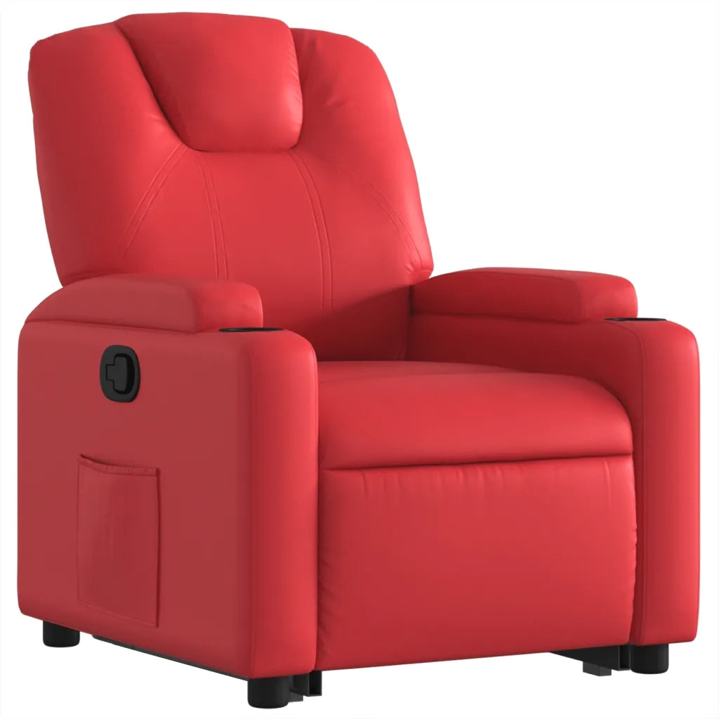 Poltrona Alzapersona Reclinabile Rosso in Similpelle 3204435