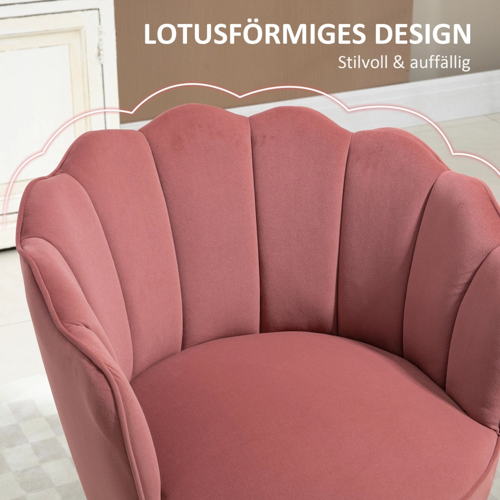Poltrona relax a guscio con gambe in legno ¨C zephmum ¨C rosa velluto