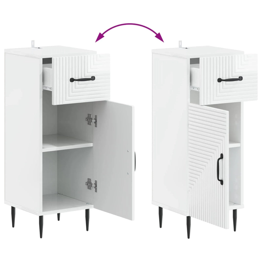 Mobiletto da Bagno HAARLEM Bianco Lucido 30 x 31 x 80 cm 896829