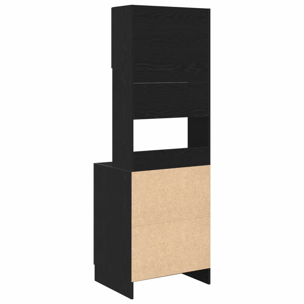 Credenza da cucina con porta 2 pz-Buffet-Armadio da cucina Rovere Nero 60 x 50 x 180 cm