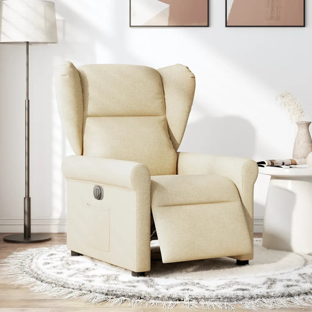 vidaXL Poltrona Elettrica Reclinabile Crema in Tessuto