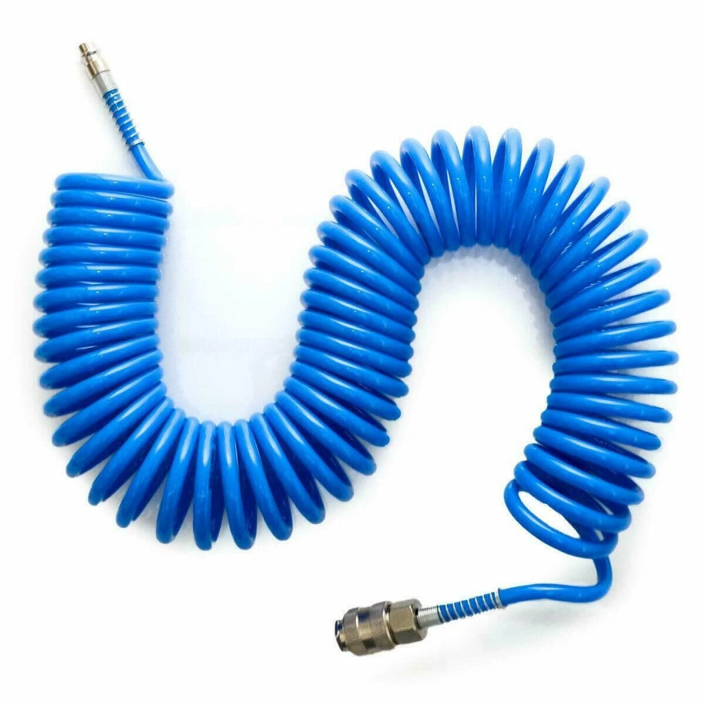 Tubo Aria Compressa Spirale 10 Metri Ø12x8 mm Flessibile Attacco raccordi 1/4''