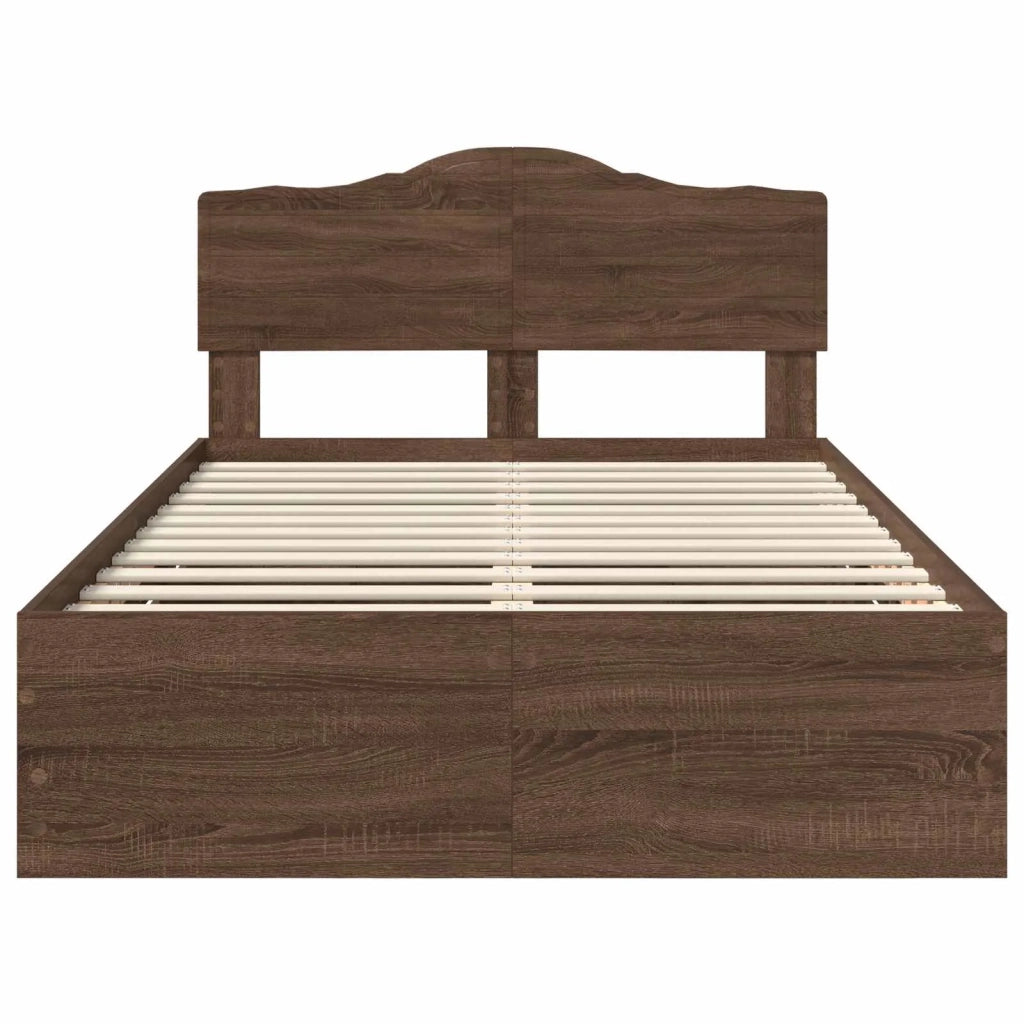 Struttura del letto con cassetto Rovere Marrone 135 x 190 cm