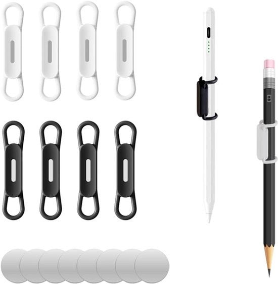 Regolatore magnetico per matite da 8, tenuta di matite in silicone regolabile, contenitore per frigorifero flessibile, lavagna bianca, accessorio ufficio e attrezzatura docente (bianco - 4, nero - 4)