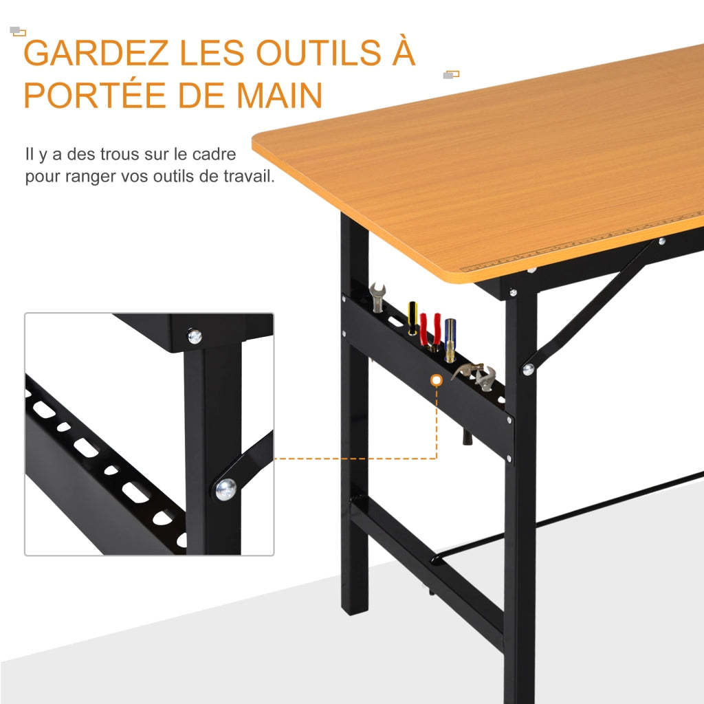 Tavolo da lavoro pieghevole con righello e goniometro ¨C zephmum ¨C MDF giallo nero 100x60x75.5 cm