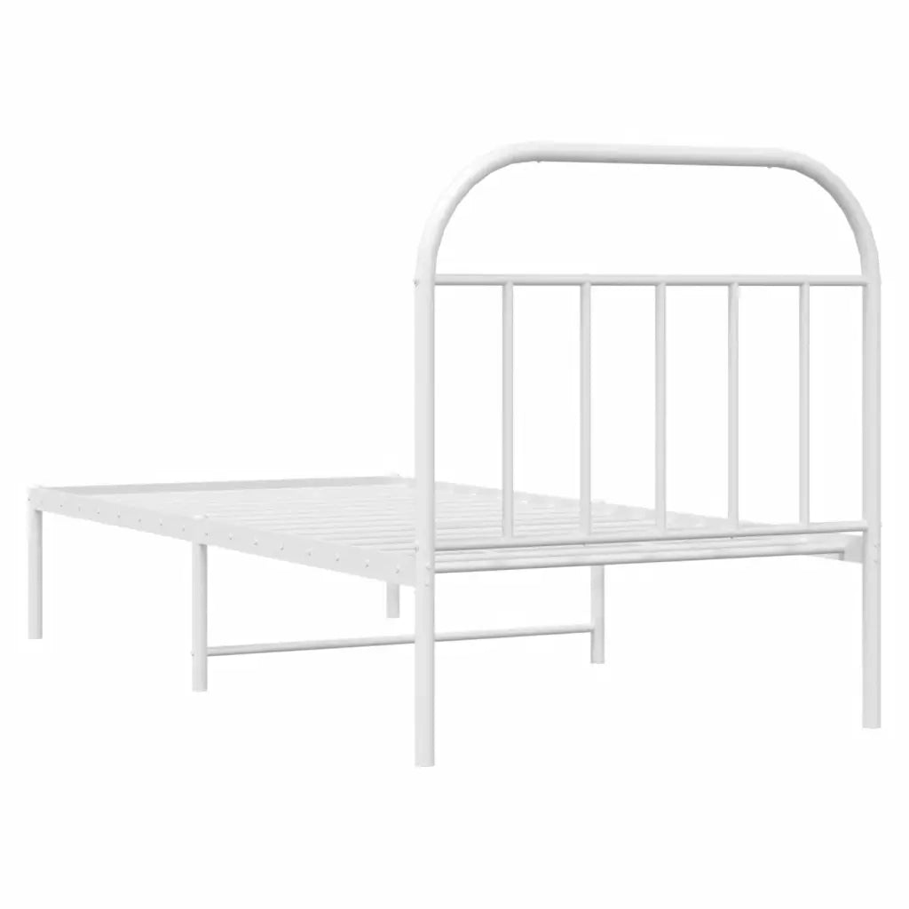 Giroletto con Testiera-Struttura Letto con testiera Metallo Bianco 90x190 cm 206719