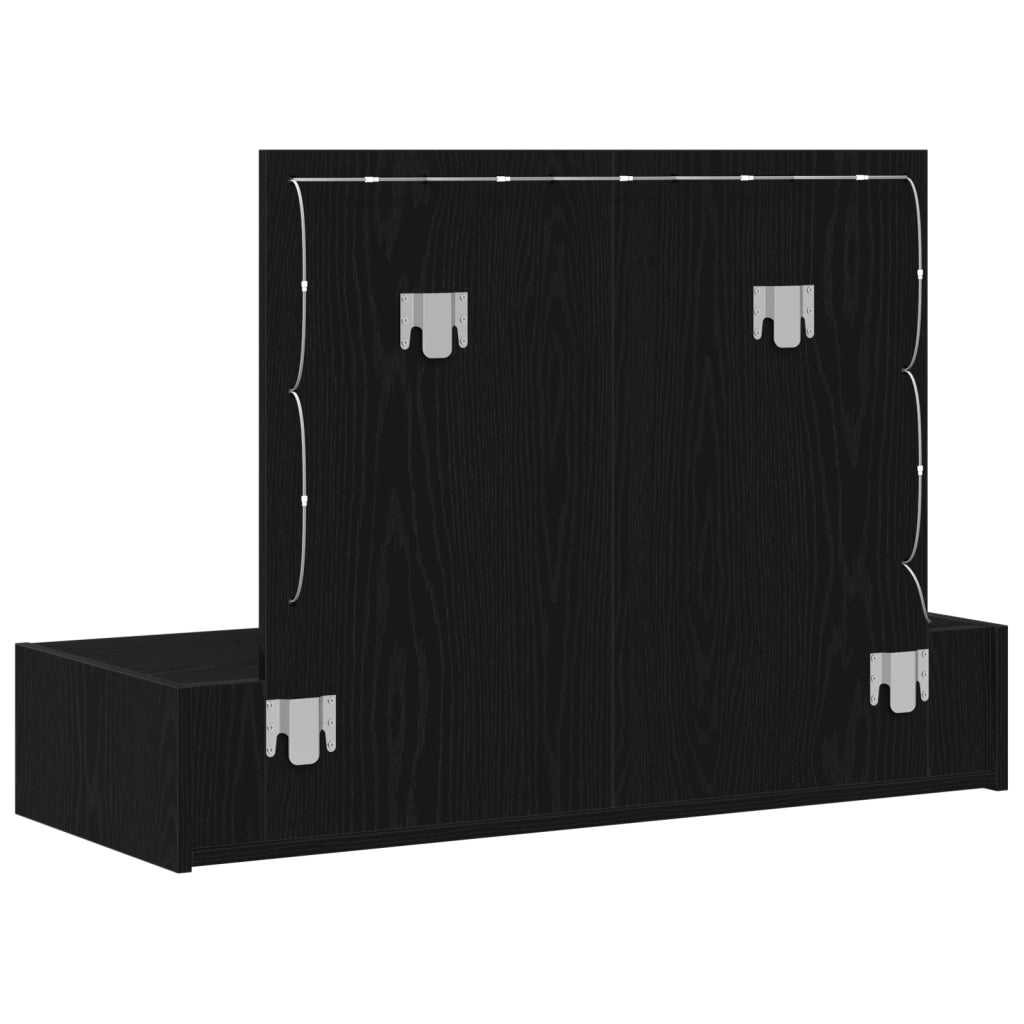 Tavolo da trucco montato a muro con luci LED in quercia nera