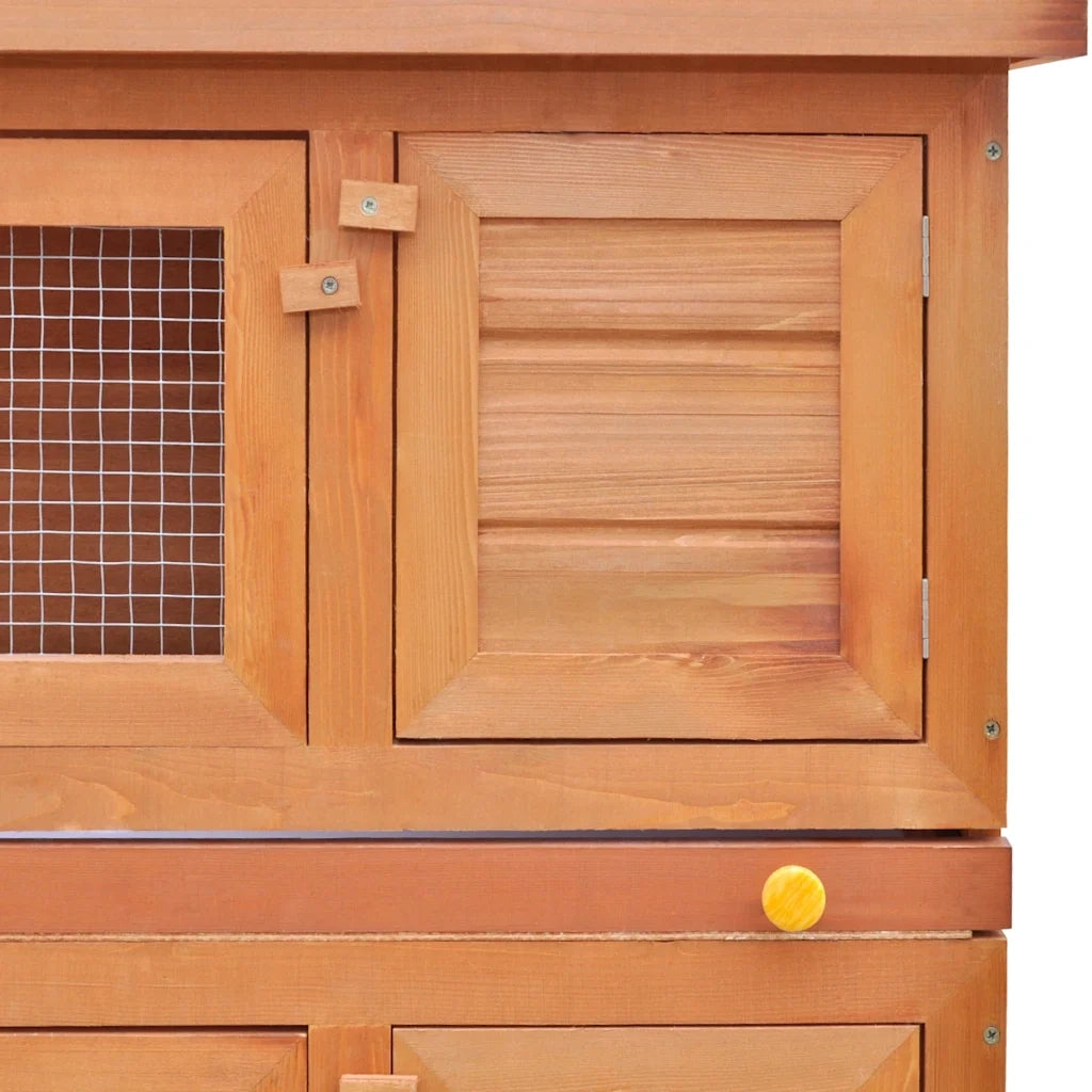 Conigliera all'Aperto Gabbia Piccoli Animali 4 Porte Legno 170159