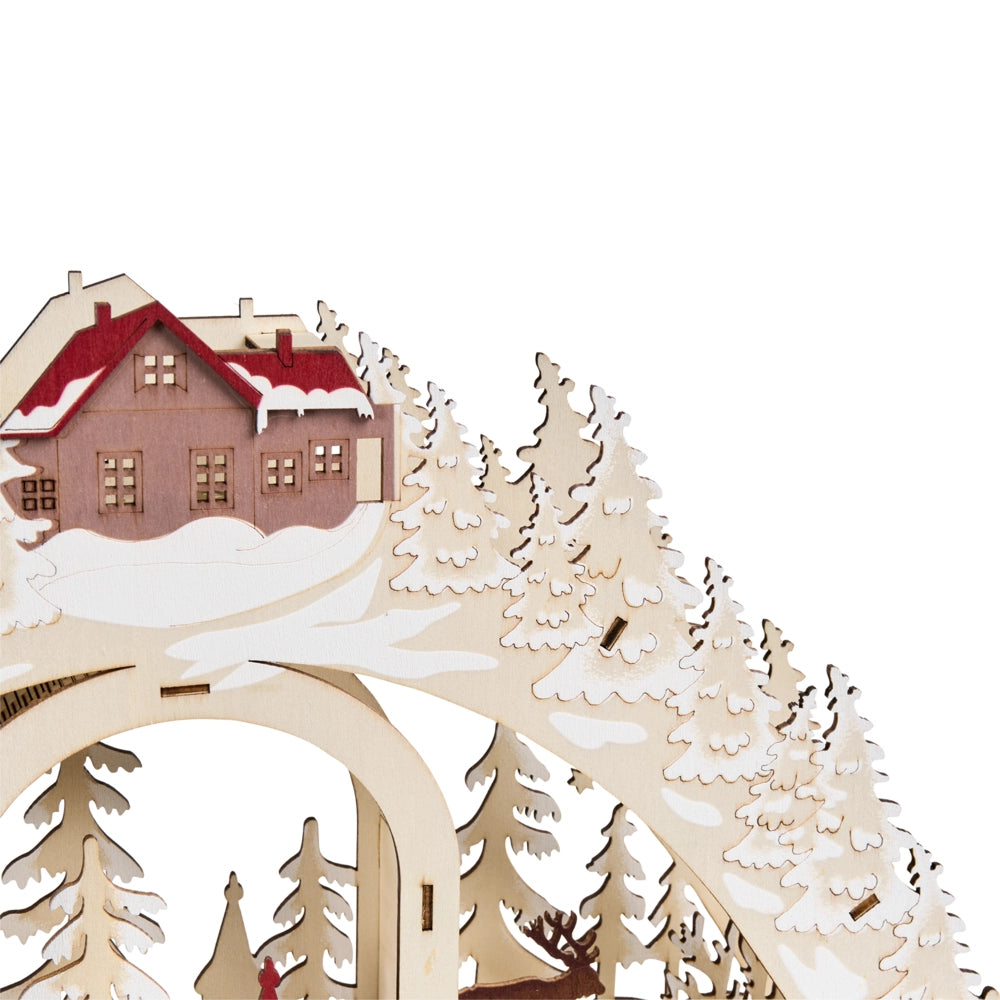 Decorazione natalizia in legno con illuminazione LED Ornamento Accessori natalizi alimentati a batteria Marrone chiaro