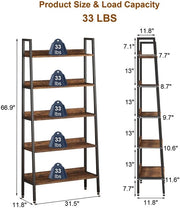 Libreria a scalini - Industriale - 5 livelli - 167 cm - Struttura in metallo