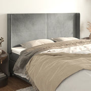 Testiera ad Orecchio-Testata con Orecchie Grigio Chiaro 183x16x118/128 cm in Velluto 218645