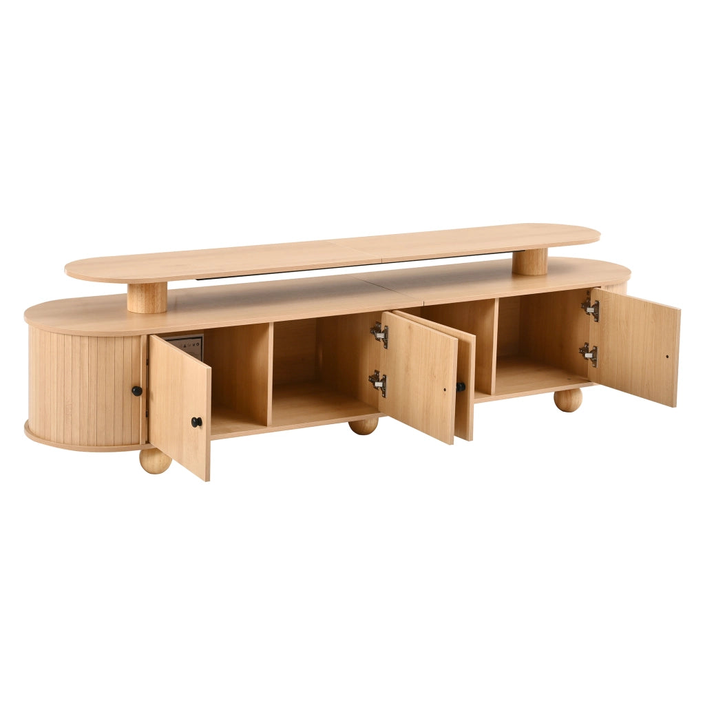 Mobile TV con 4 ante piene e 2 ante scorrevoli; LED ambiente; per soggiorno; in MDF; naturale; 180 × 40 × 48 cm