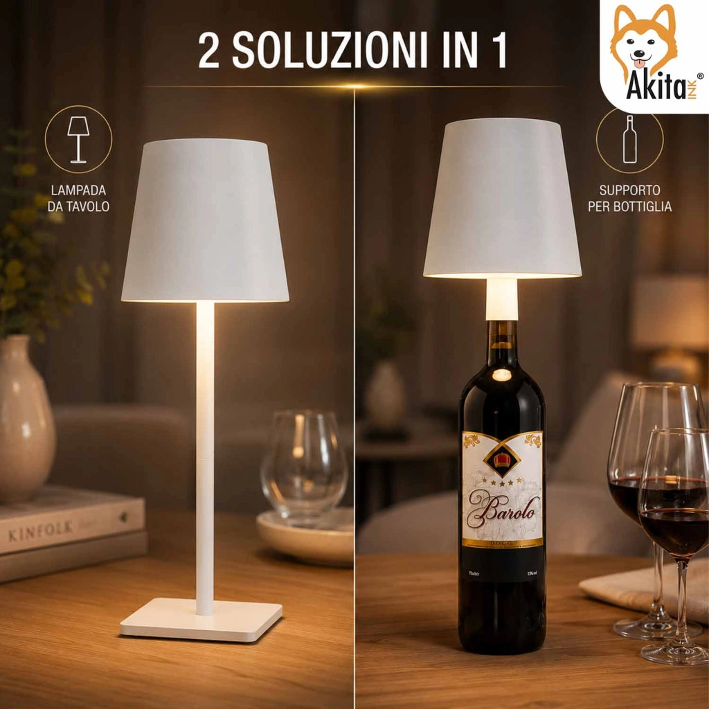 Akitaink Lampada da Tavolo LED Bianco Ricaricabile