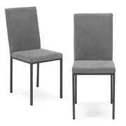 Set 2 sedie imbottite LICYA PLUS, ideale per sala da pranzo, soggiorno, ufficio, tessuto scamosciato colore Grigio con struttura Ghisa, Design moderno