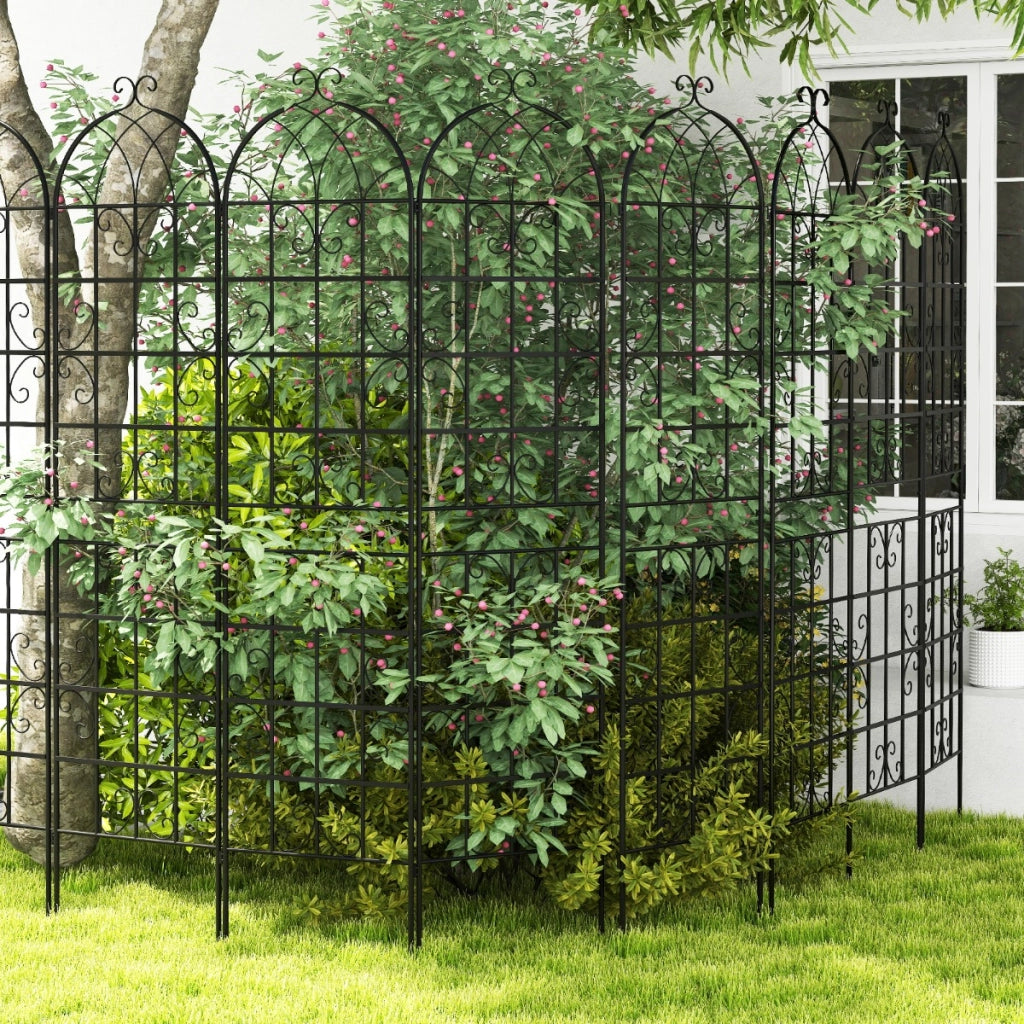 Arco da giardino 220x55cm in metallo, Pergola decorativa da esterno per piante rampicanti fiori verdure Nero 2 Pezzi-Decorazioni da giardino