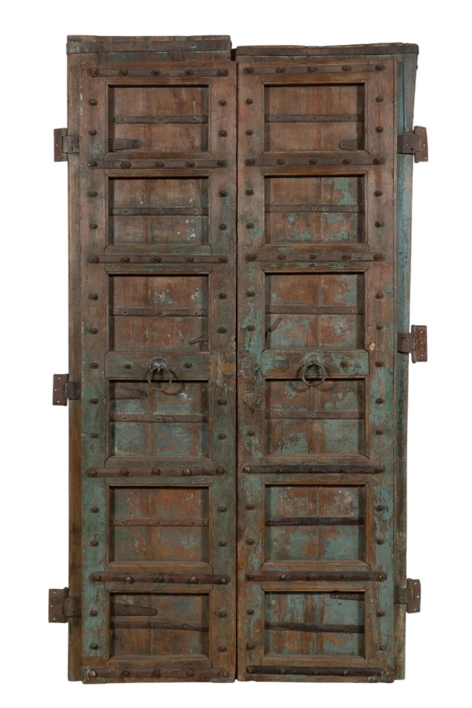 Biscottini Porta portone in legno massello e ferro da interno o da esterno vecchia e antica medievale scorrevole