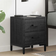 Comodini 2 pz Neri 36x30x45 cm in Legno Massello di Pino