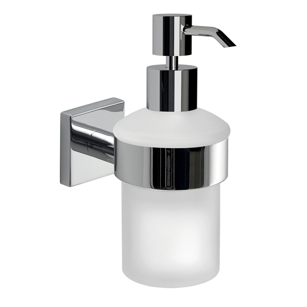 Dosasapone con erogatore in Cromall da muro in acciaio inox AISI 304 e Cromall FJ81 Gedy serie FUJI Cromato