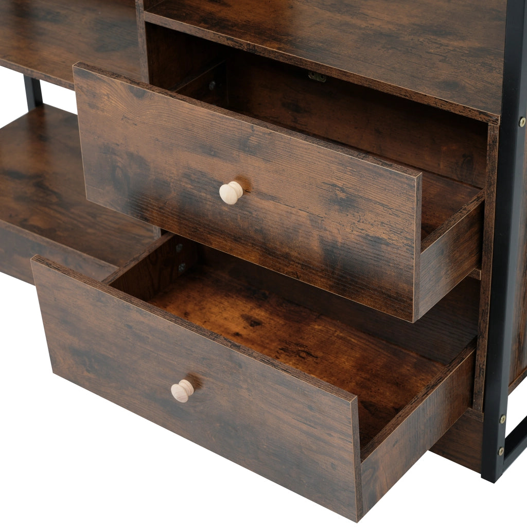 Libreria con ripiani; ante e cassetti - per soggiorno - in truciolato - 100×30×173.5 cm
