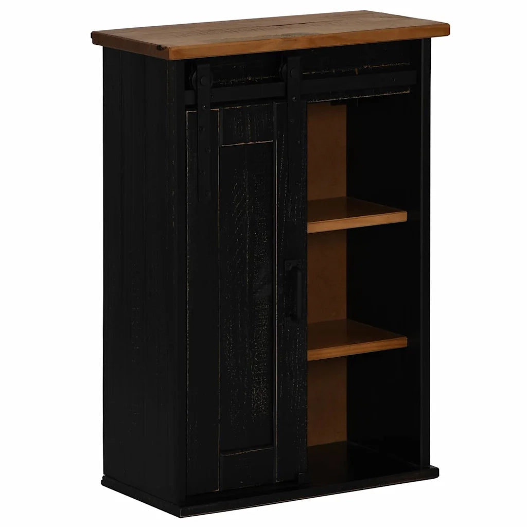 Pensile HALDEN con Anta Scorrevole Nero 49x22,5x70 cm in Pino