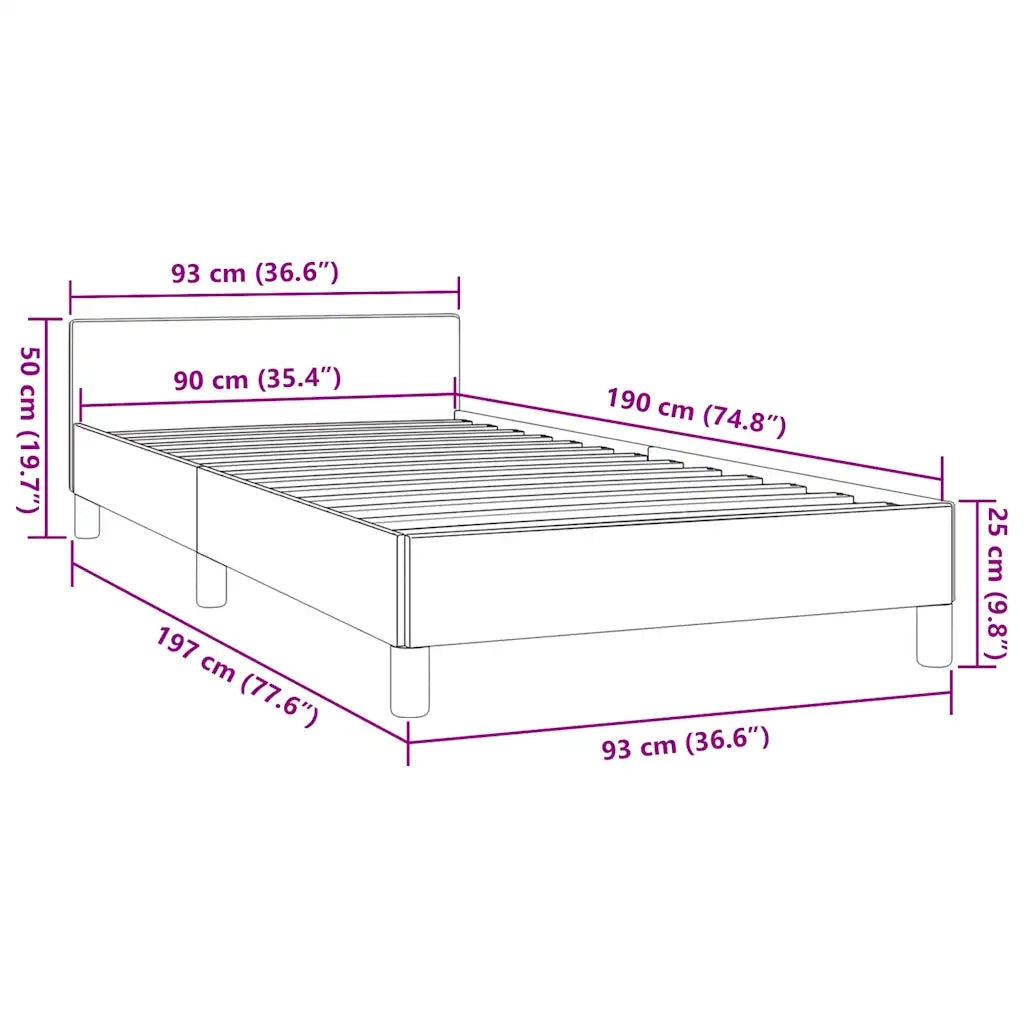 Giroletto con Testiera senza Materasso-Struttura Letto Nero 90x190 cm Tessuto