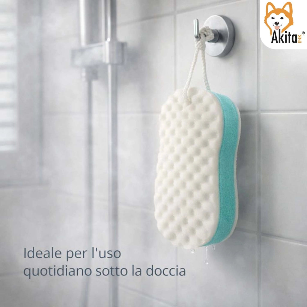 Akitaink Kit 4 Spugne Bagno Morbide con Corda