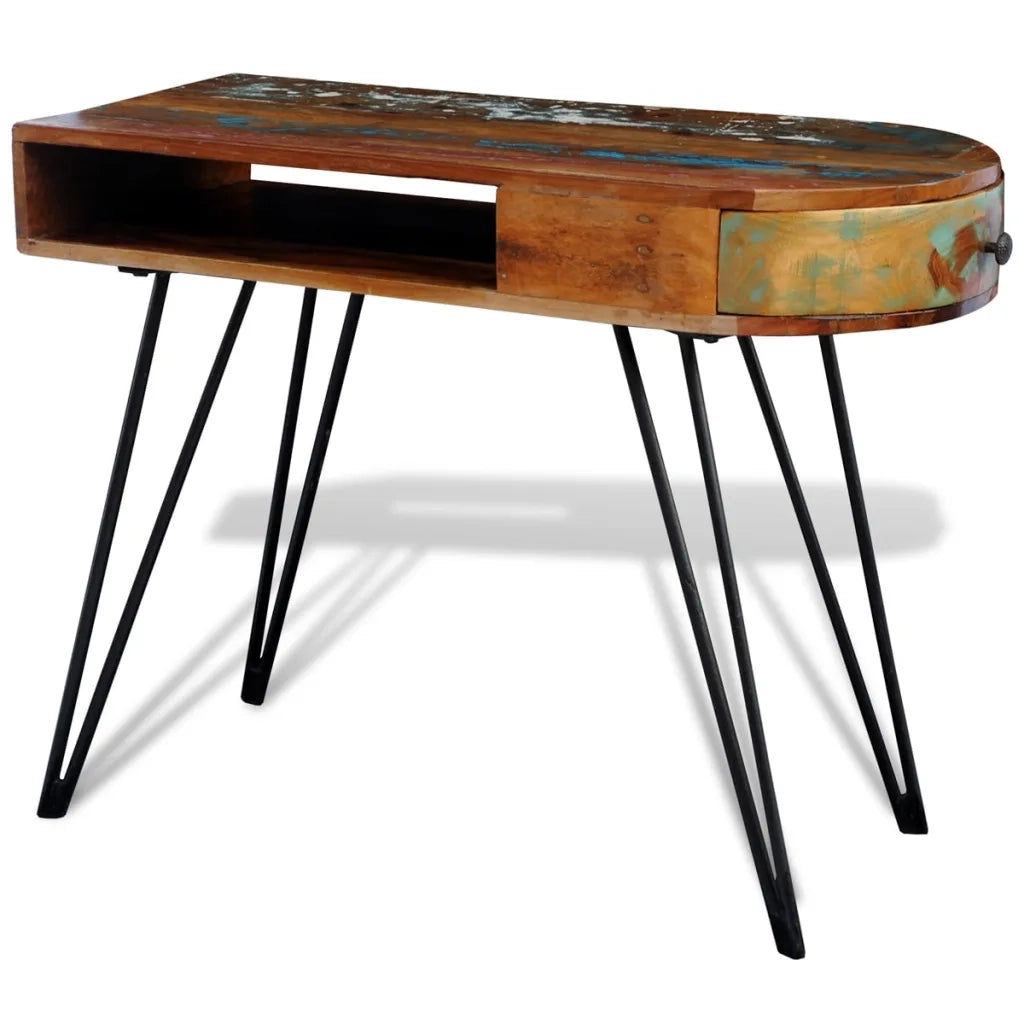 Scrivania in Legno Massello di Recupero con Gambe in Ferrocod mxl 73063