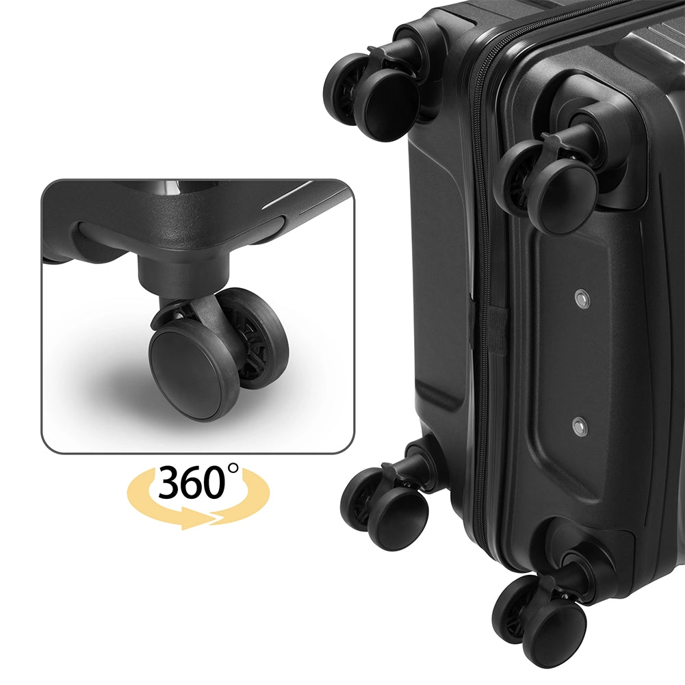 Set 4 Valigie Rivestimento Rigido in Polipropilene Nero con Maniglia Telescopica