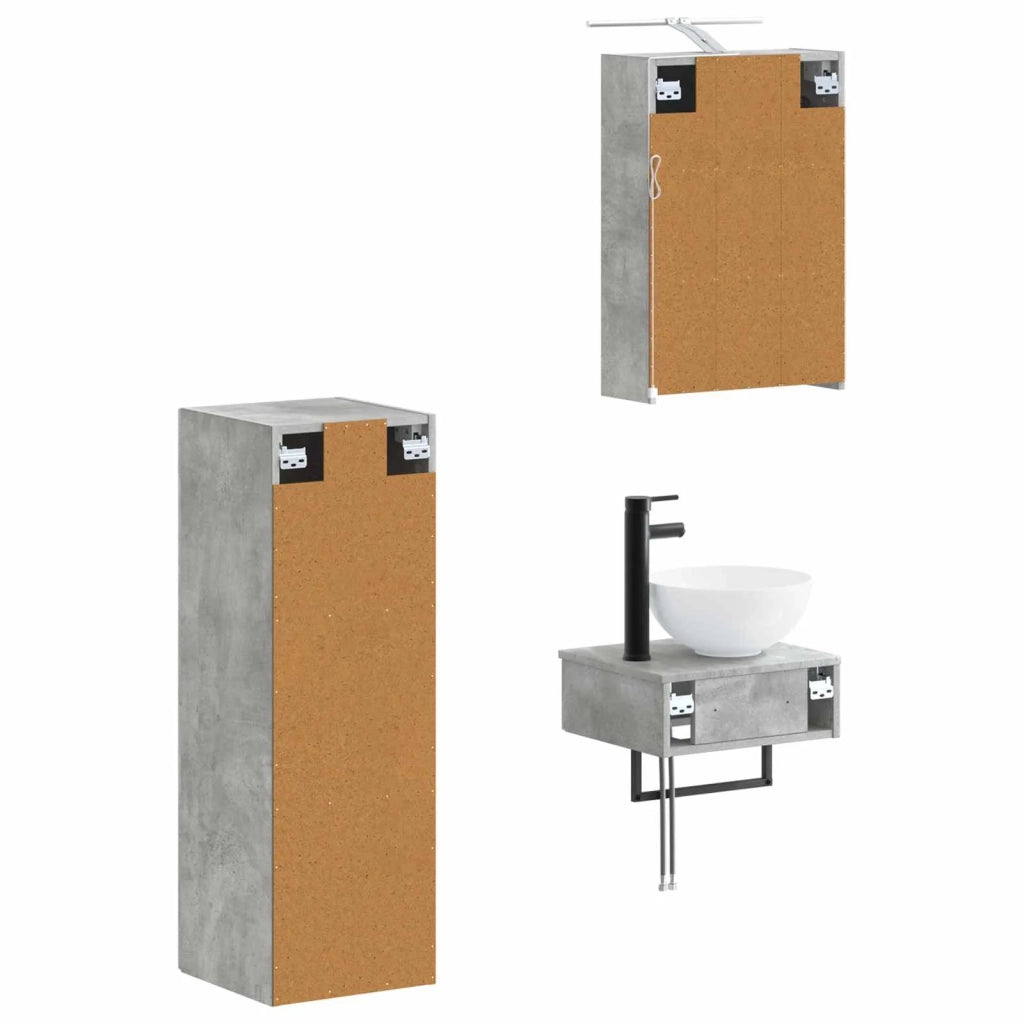 Set di Armadi da Bagno 4 pcs Grigio Cemento 43 x 16 x 62,5 cm 3407370
