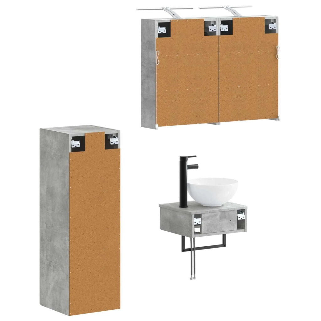 Set di Armadi da Bagno 4 pz Grigio Cemento Legno ingegnerizzato 3407370