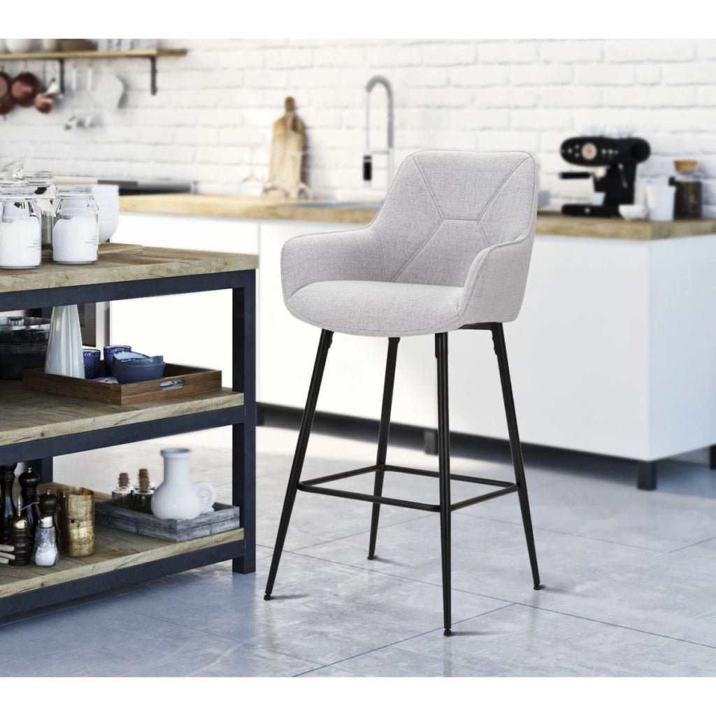 Set di 2 Sgabelli Alti VKH434, Grigio, Metallo, 55x55x109 cm