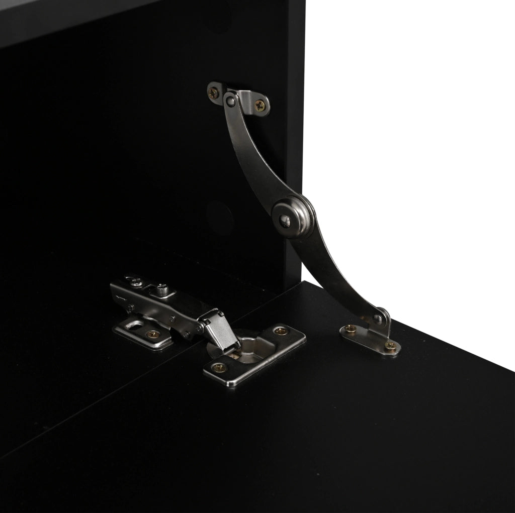 Mobile TV sospeso 160x31x22 cm con illuminazione LED e frontale lucido in legno nero