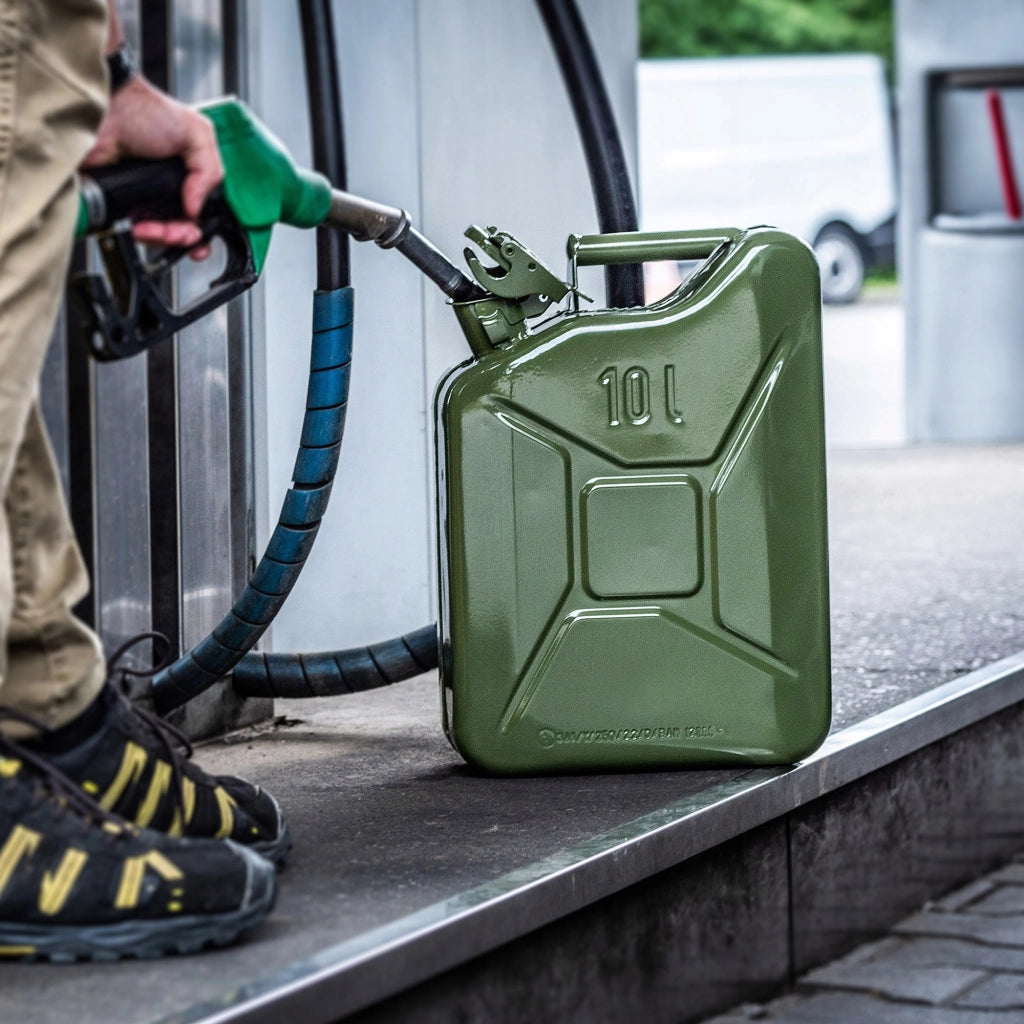 Tanica di carburante KADAX da 10 litri, contenitore per acqua e olio, tanica in metallo.