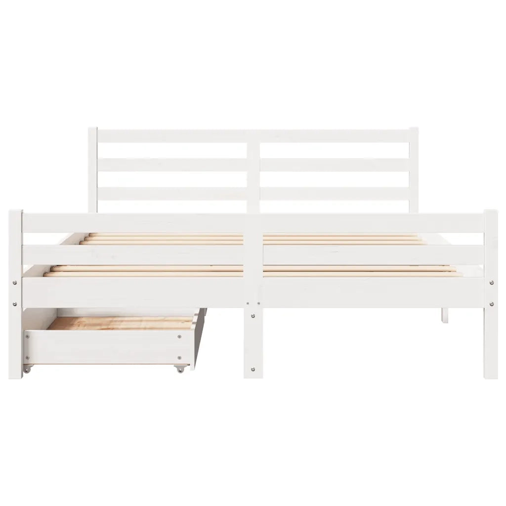 Letto senza Materasso Bianco 135x190 cm Legno Massello di Pino 3301601