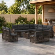 Set Divano da Giardino 12 pz Grigio e Grigio Scuro polyrattan 3435455