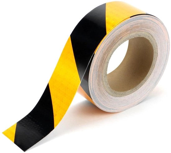 Tape di Riflessione - Giallo e Nero - Impermeabile - Autoadesivo - Nastro di Avviso - Veicoli - Segnali - Esterno - Riflettente - Giallo e Nero - Nastro di Sicurezza