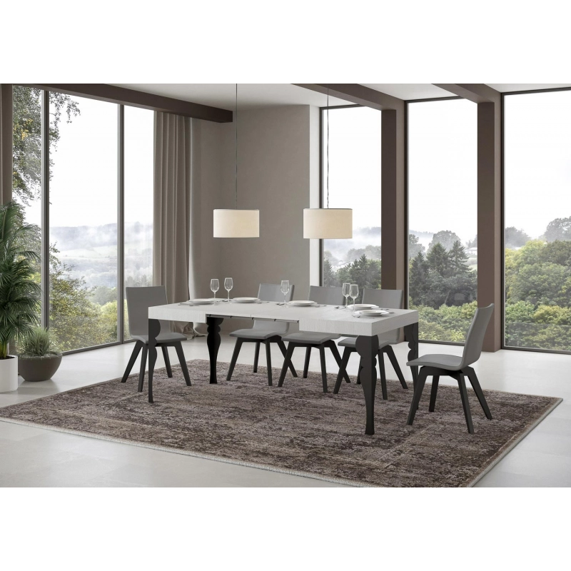 Tavolo allungabile 80x120/204 cm Paxon telaio Antracite - Bianco Frassino